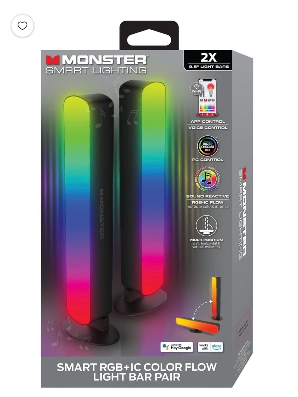Smart RGB+IC Color Flow Light Bars — Black (Pair)